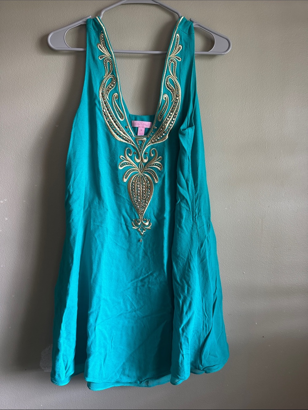 Lilly Pulitzer Teal Sleeveless Embellished V-Neck Dress